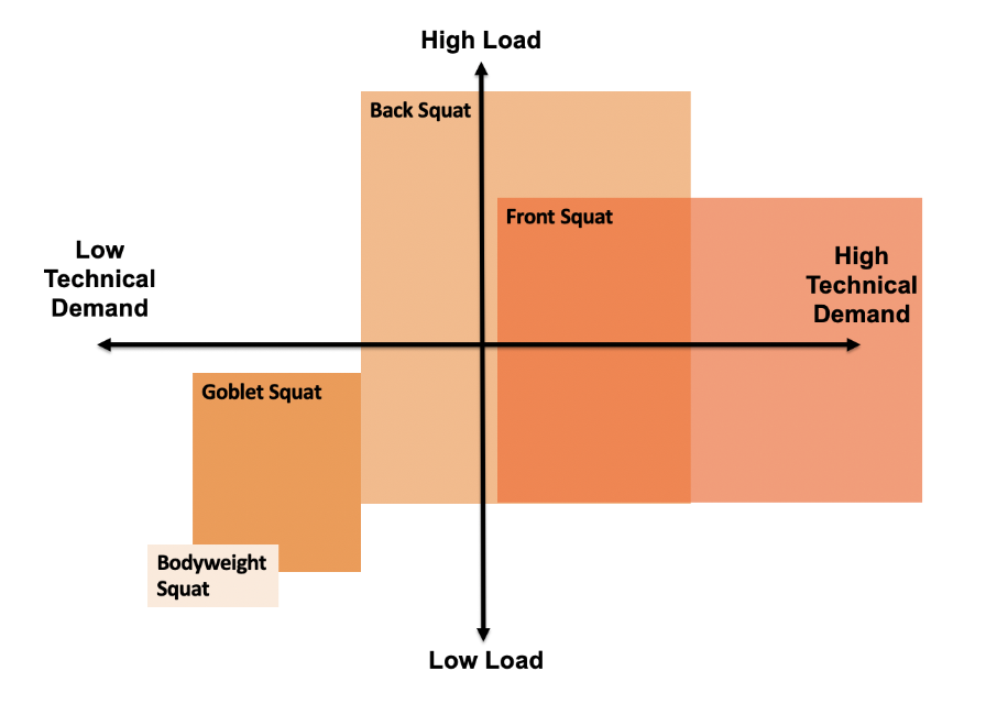 The technical demand and load of variations of a squat